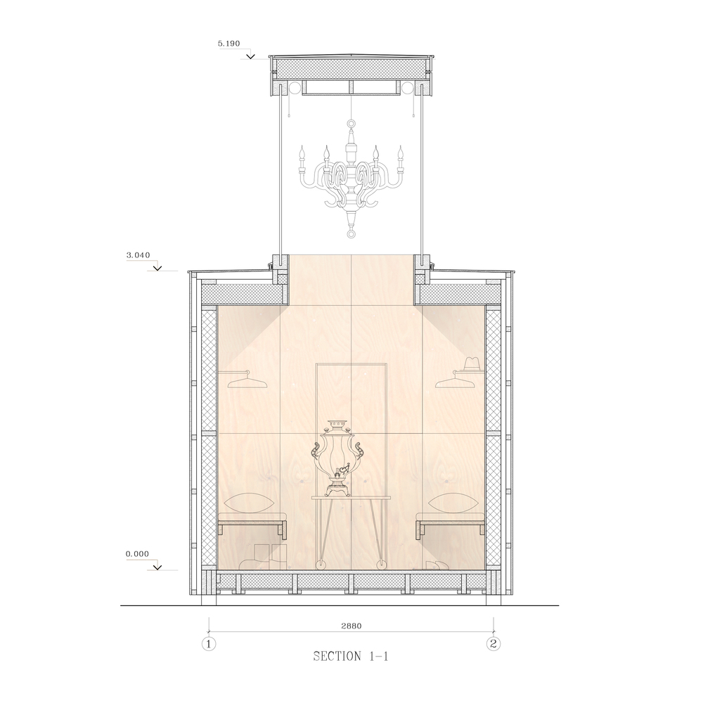 مقطع خانه با یک لوستر
