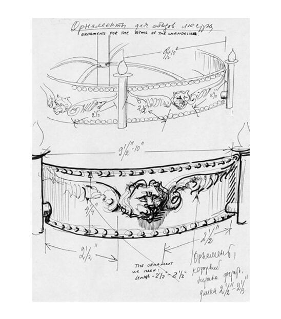 طرح جزئیات لوستر فرو افتاده