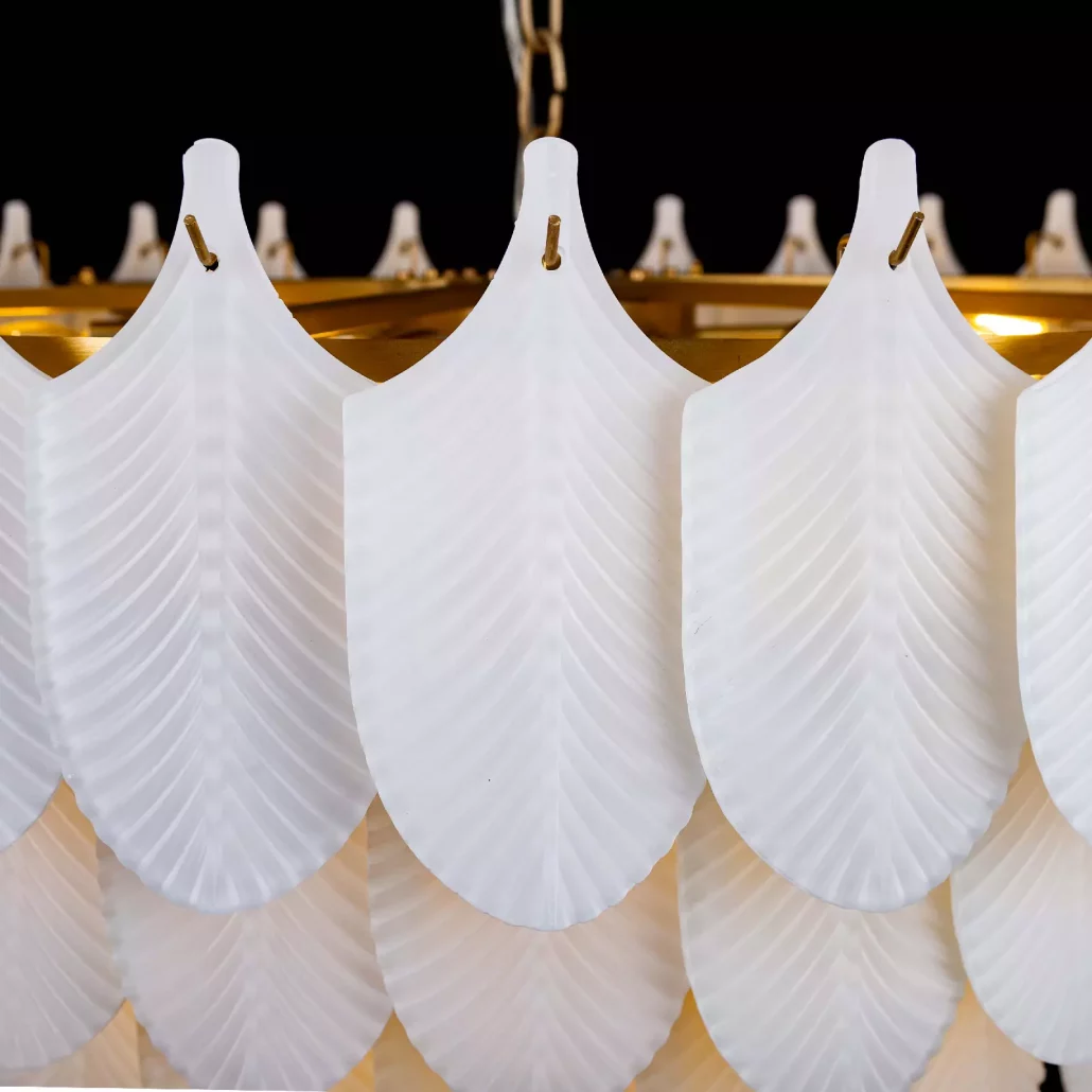 کریستال قالبی برگ سفید لوستر گرد طبقاتی برگ 75