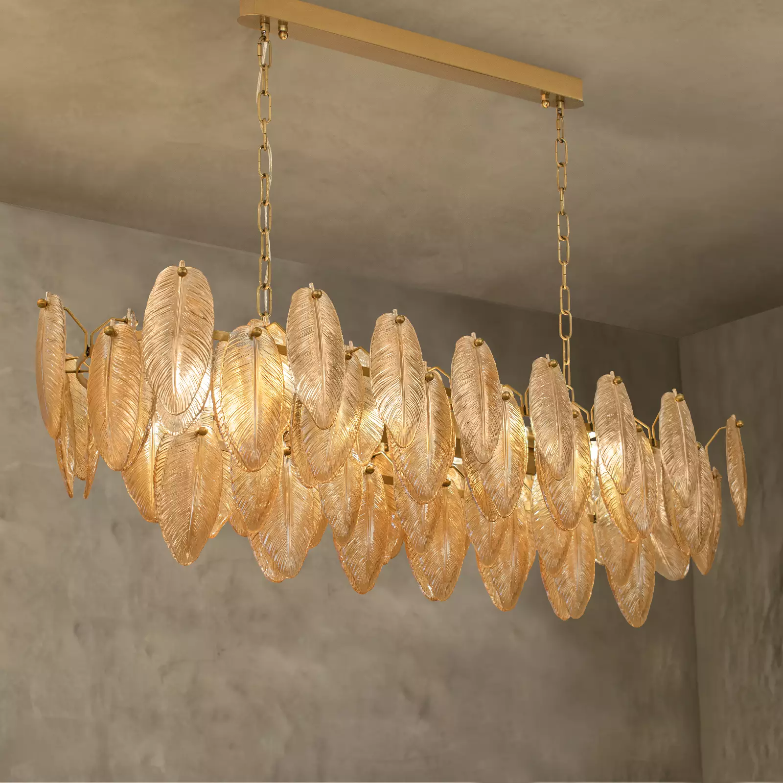 feather linear chandelier nirahome لوستر لاینر کریستال پر سوزنی بک بتنی