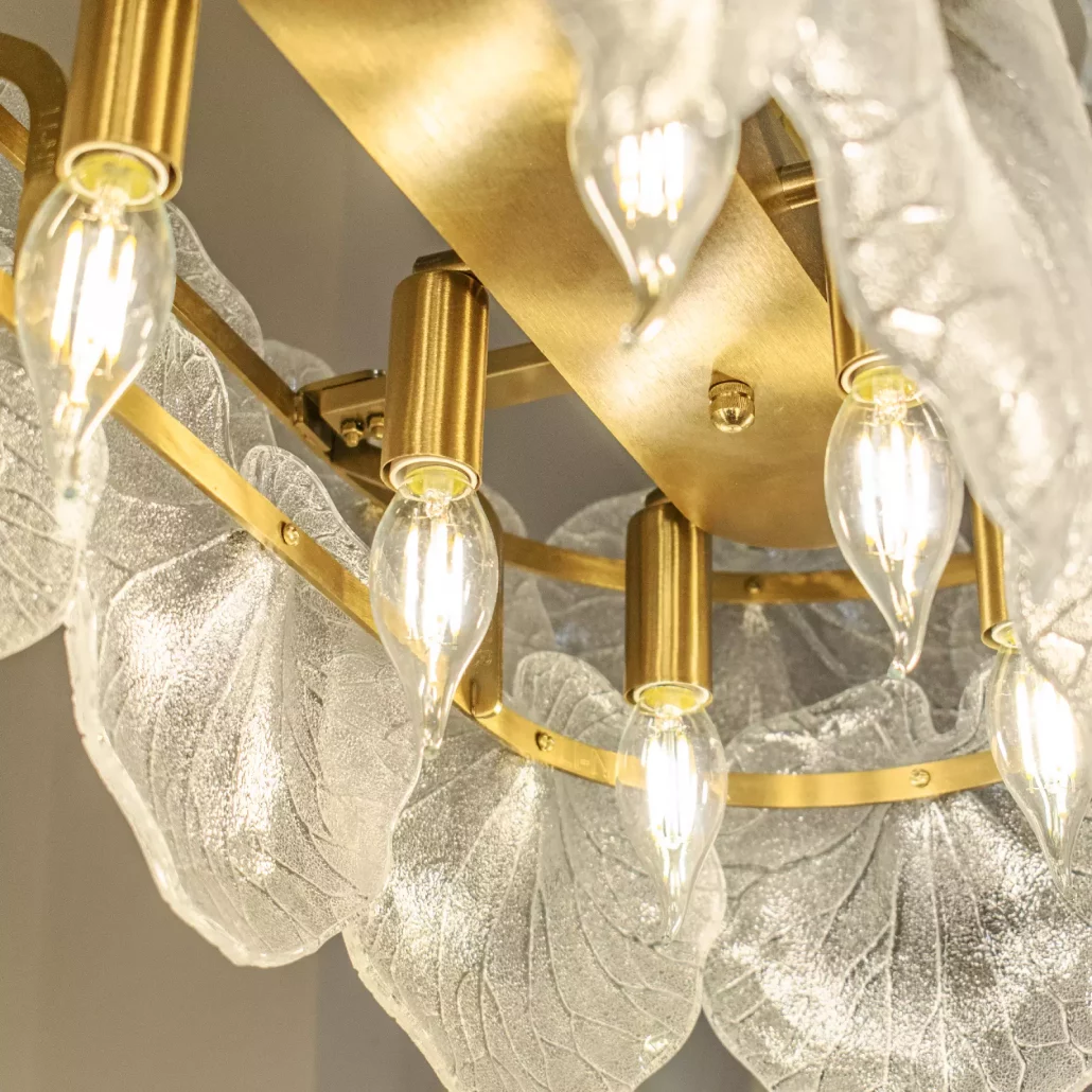 لوستر کریستالی خطی برگ لوتوس