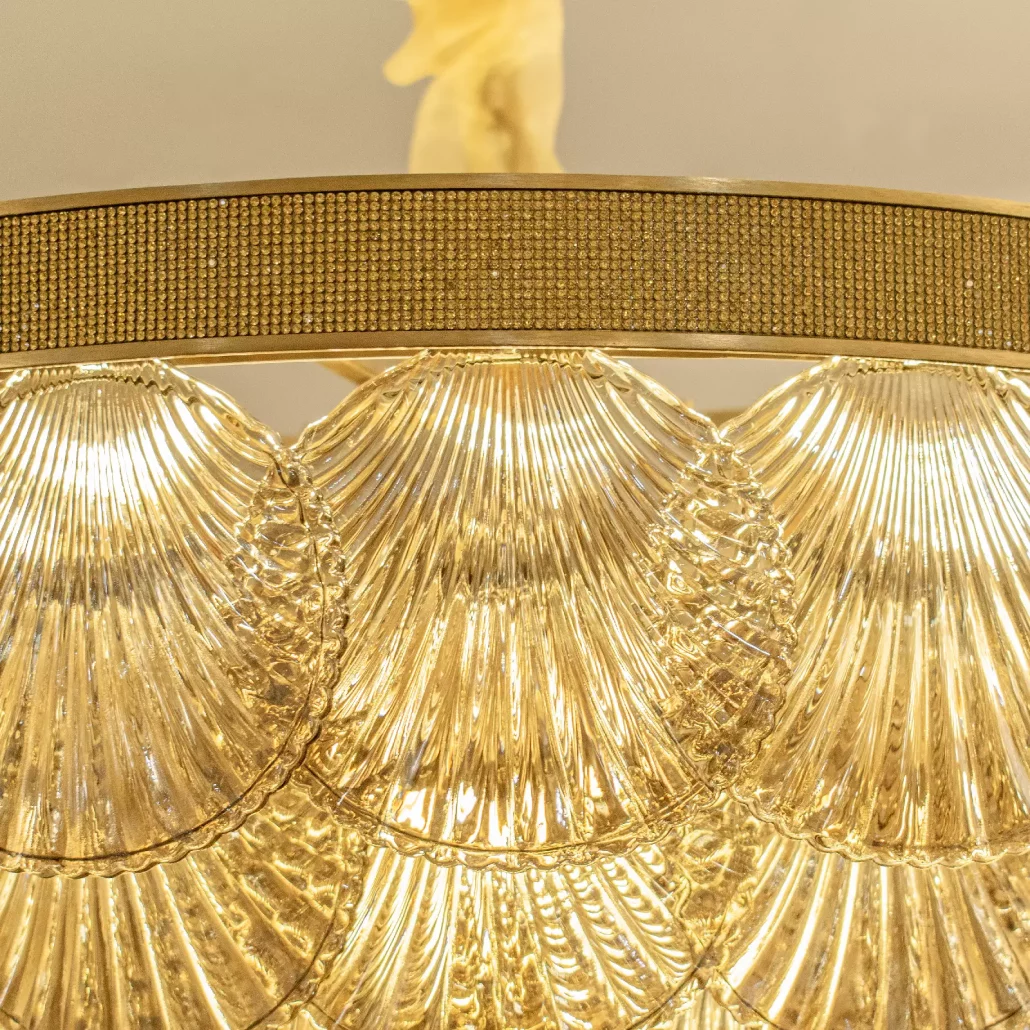 لوستر کریستالی گرد زرین قطر 60